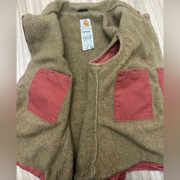 Vintage Carhartt Sherpa Lined Vest WV001 VRS Womens extra small Dusty Rose Pink - Picture 7 of 11